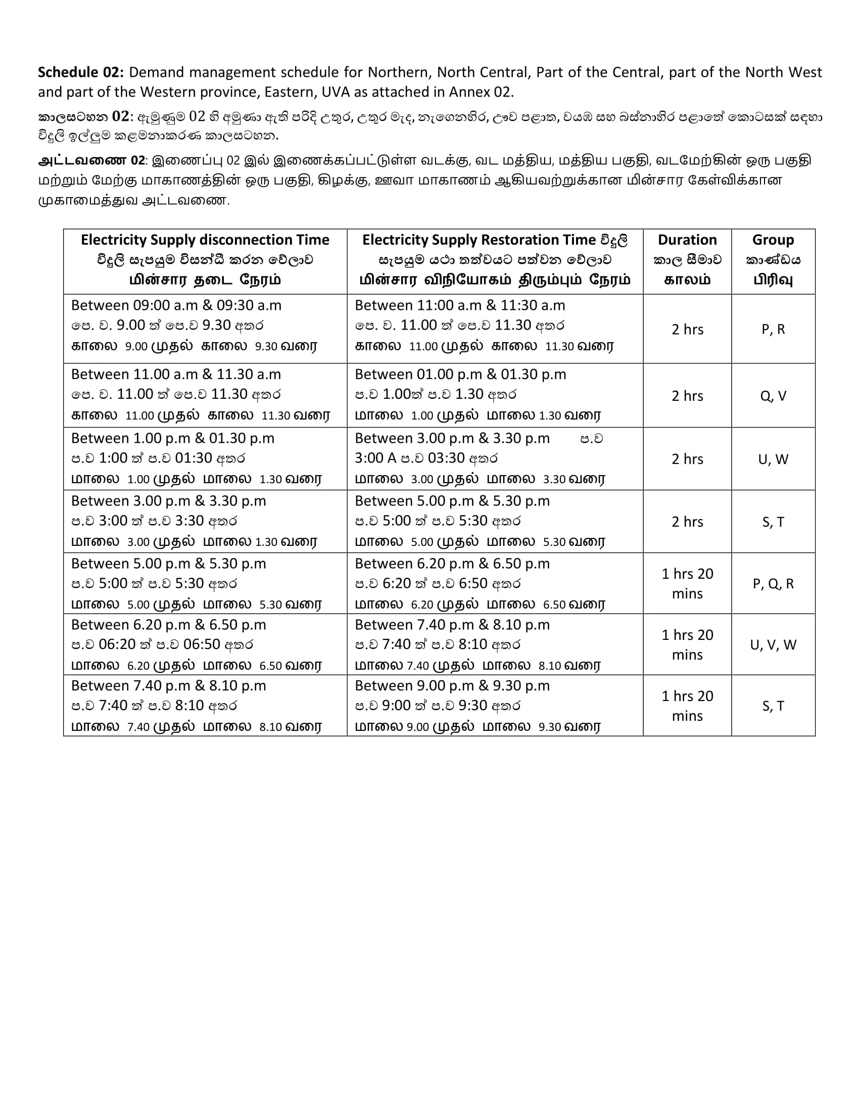 Demand Managment Schedule 06th 08th May 2022 02