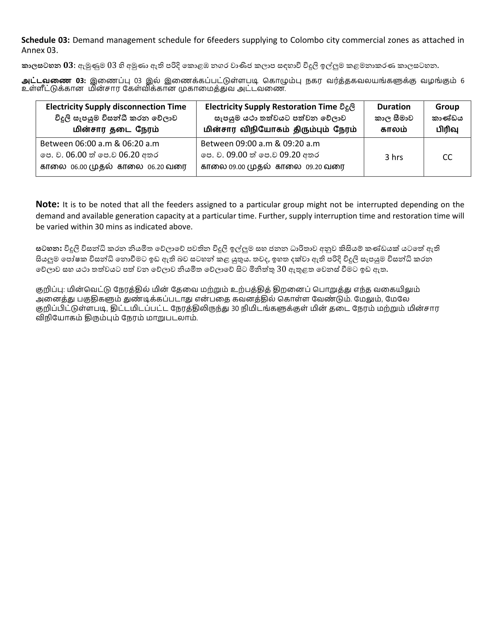 Demand Managment Schedule 06th 08th May 2022 03