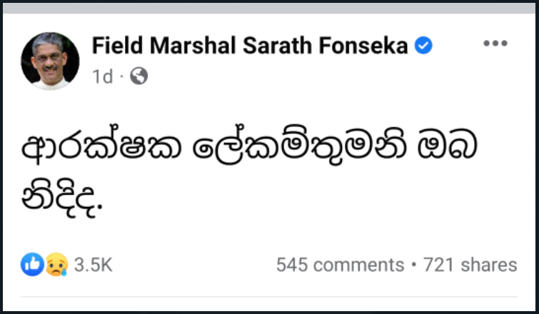 ආරක්ෂක ලේකම්, විශ්රාමික ජනරාල් කමල් ගුණරත්නව සොයා දෙන්න 1 image 34
