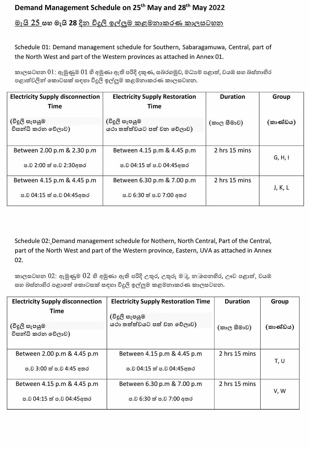 හෙට සිට 28 දක්වා විදුලිය කැපෙන්නේ මෙහෙමයි 1 powercut 1 1