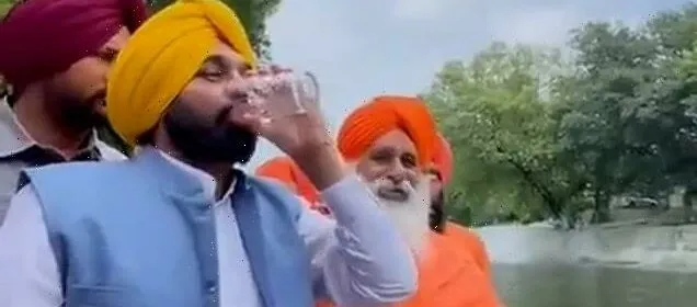 Indian minister 48 drinks dirty water from river 636x280 1