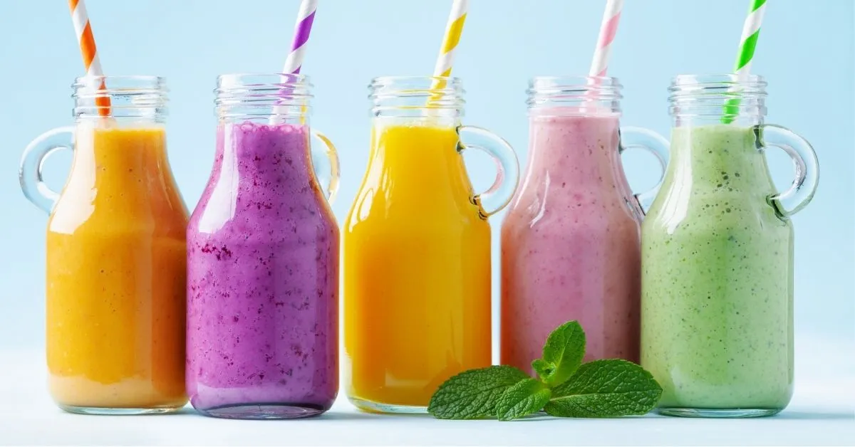 Healthy Colorful Smoothies on Jars