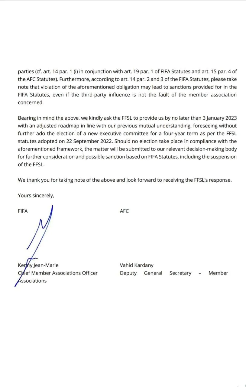 ක්රීඩා ඇමතිගේ ගැසට්ටුවට එරෙහි පළමු පැනල්ටිය FIFA වෙතින් එල්ල වූ බව FFSL හිටපු මහලේකම් කියයි 2 WhatsApp Image 2022 12 24 at 12.13.18 PM 1