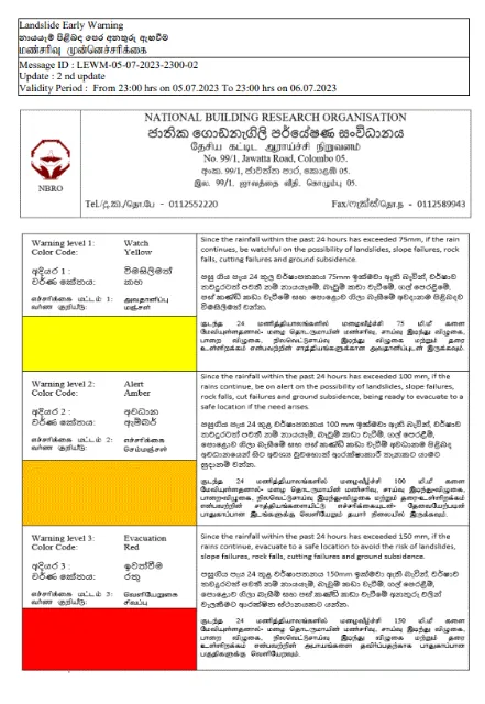දිස්ත්රික්ක දෙකකට නායයෑම් අනතුරු ඇඟවීම් 1 නායයාම 1