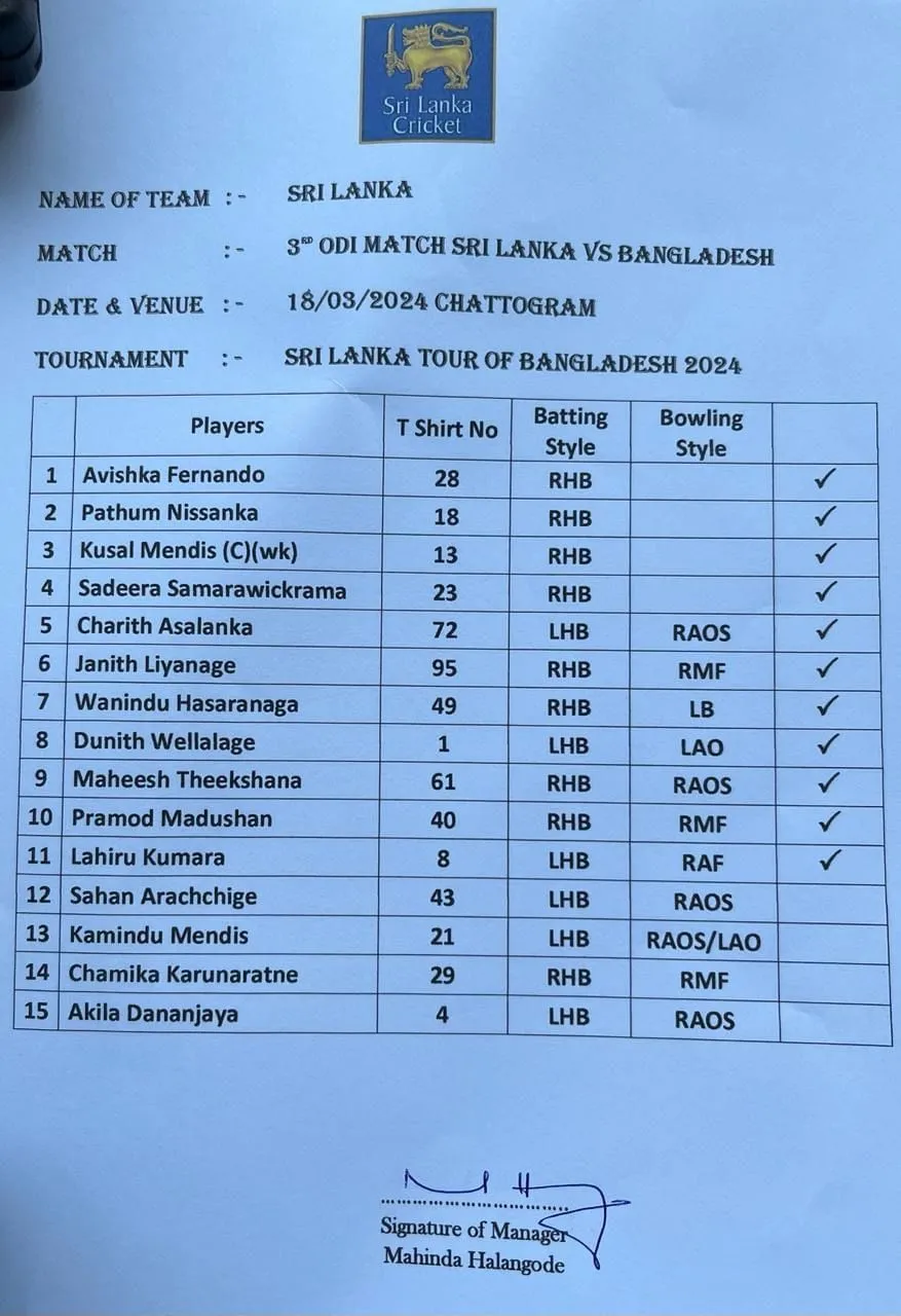 තුන්වන එක්දින තරගයේ කාසියේ වාසිය ශ්රී ලංකාවට 1 WhatsApp Image 2024 03 18 at 9.12.12 AM