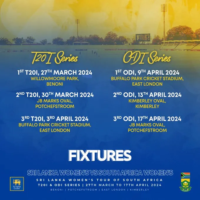 ශ්රී ලංකා කාන්තා ක්රිකට් කණ්ඩායම මාර්තු-අප්රේල් දකුණු අප්රිකා සංචාරයකට 1 bfe0e3d6 3b1b 46a1 91bd 610febba67e4