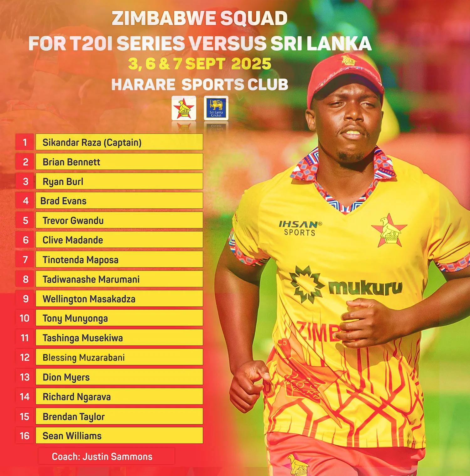 ශ්රී ලංකාව සමඟ 20-20 තරගාවලියට සිම්බාබ්වේ සංචිතය නම් කෙරේ 1 03