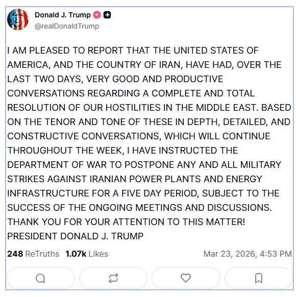 ඉරානය සමඟ යුද්දය දින 05කට තාවකාලිකව නවතා දැමීමට ට්රම්ප් තීරණය කරයි 1 WhatsApp Image 2026 03 23 at 4.56.26 PM