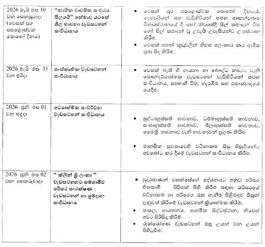 වෙසක් සතියේ පාසල්, අධ්යාපන ආයතනවල ක්රියාත්මක කළ යුතු වැඩසටහන් ගැන දැනුම්දීමක් 2 3 2