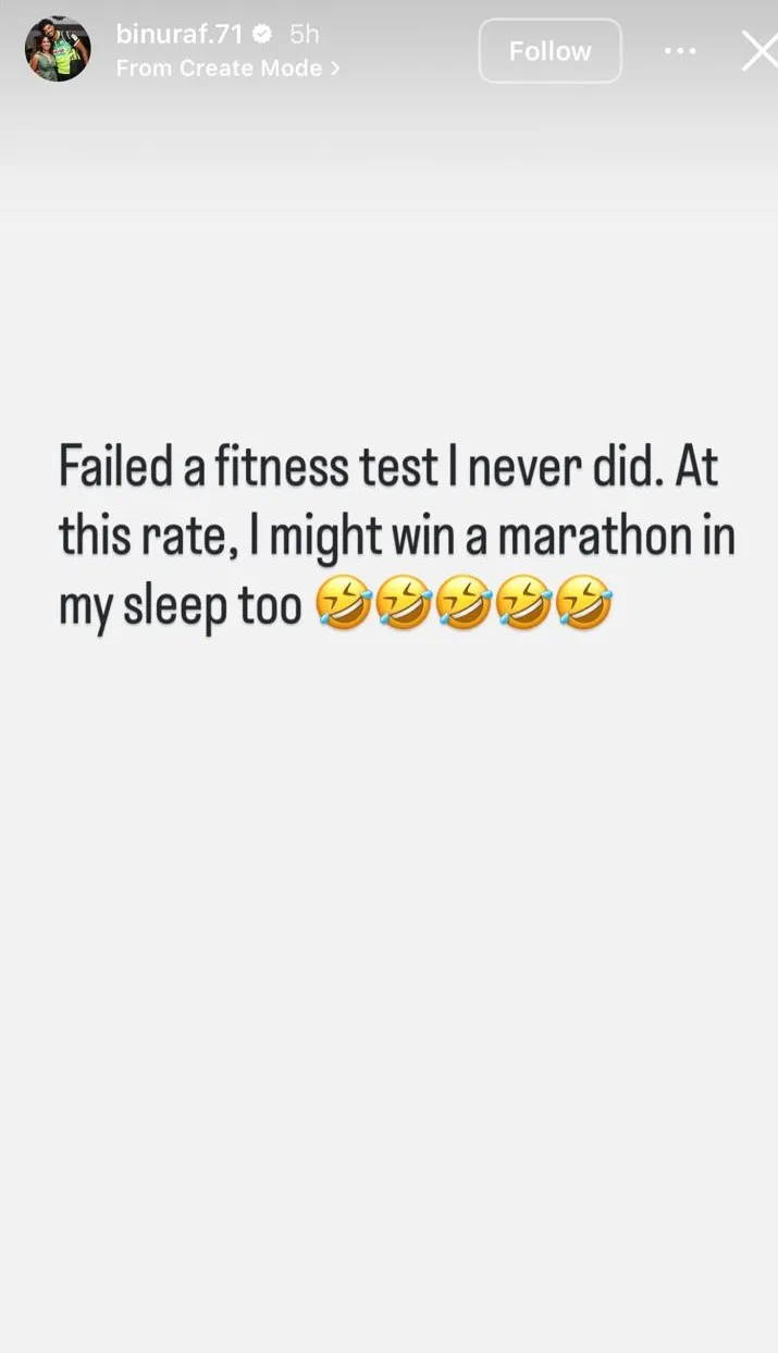 Fitness Test එක ගැන බිනුර ප්රනාන්දුගෙන් හාස්යජනක සටහනක් 1 WhatsApp Image 2026 04 04 at 14.53.48