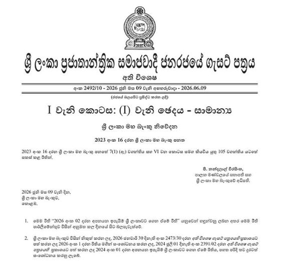 අපනයන ඉපයීම් ශ්රී ලංකාවට ගෙන්වා ගැනීම සඳහා පවතින රීති සංශෝධනය කරමින් ගැසට්ටුවක් 1 11